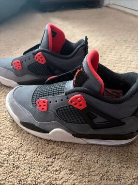 Jordan Kids Grey and Red Retro Basketball Sneakers